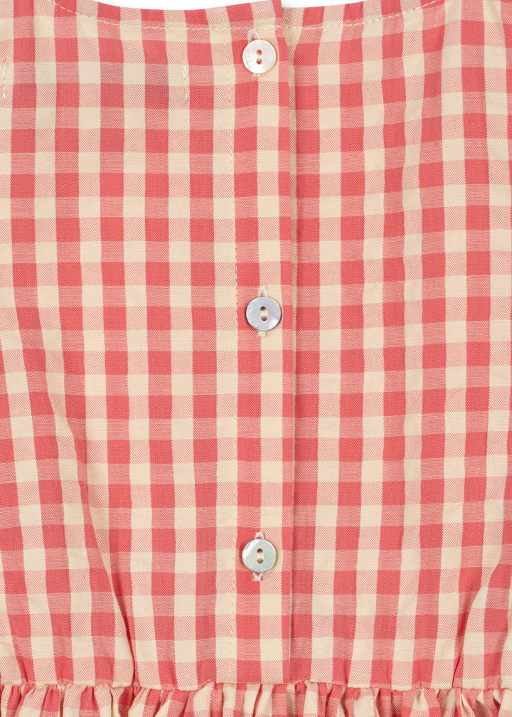 Konges Sloejd Kids Kim Frill Dress Gots - Flamingo Plume Check