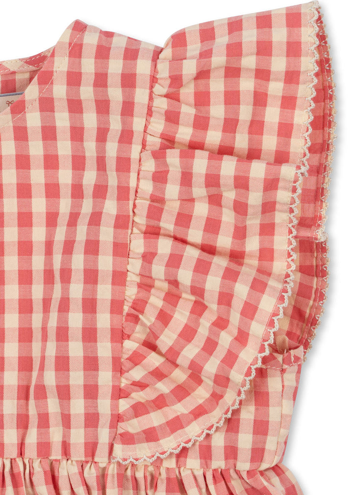 Konges Sloejd Kids Kim Frill Dress Gots - Flamingo Plume Check