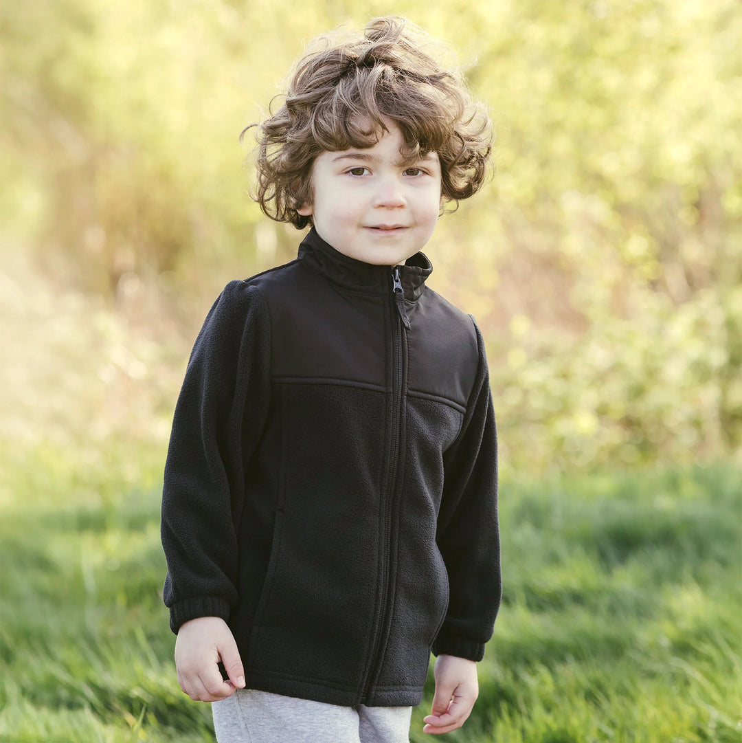>Jan &amp; Jul Kids Fleece Collared Jacket - Black