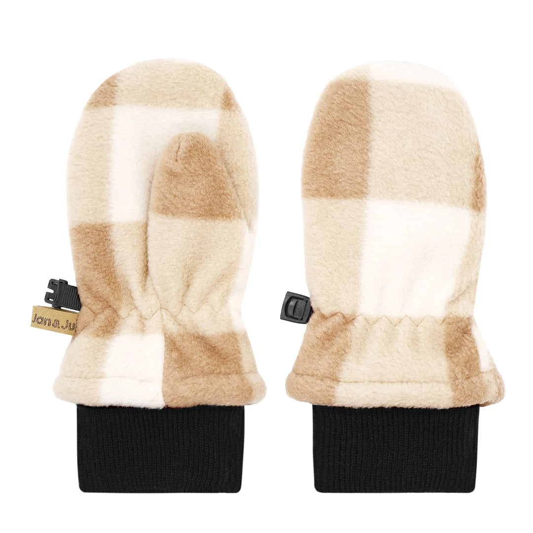 >Jan &amp; Jul Kids Fleece Mittens - Brown Plaid