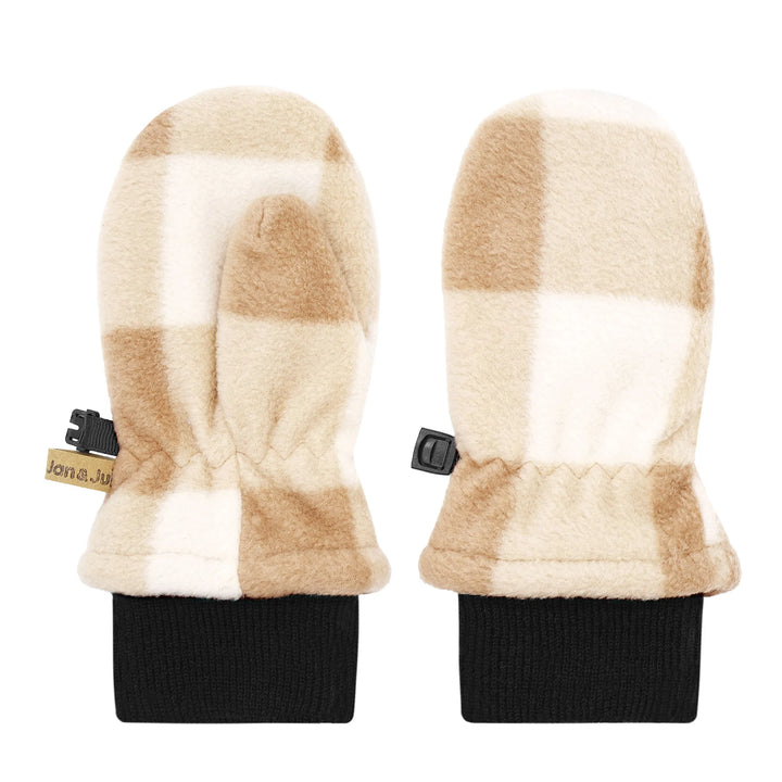 >Jan &amp; Jul Kids Fleece Mittens - Brown Plaid