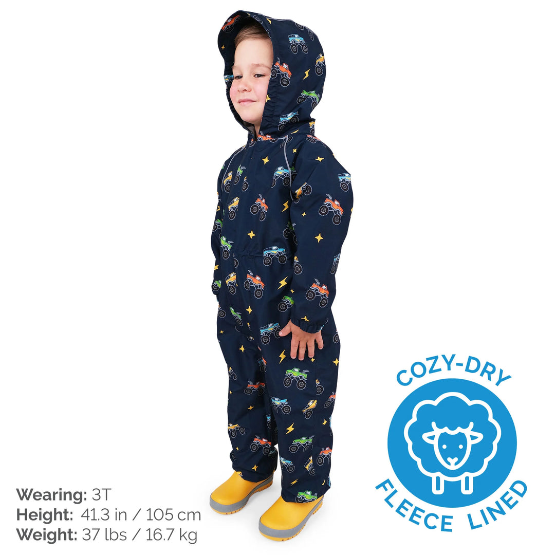 >Jan &amp; Jul Kids Fleece Lined Rain Suits - Big Trucks
