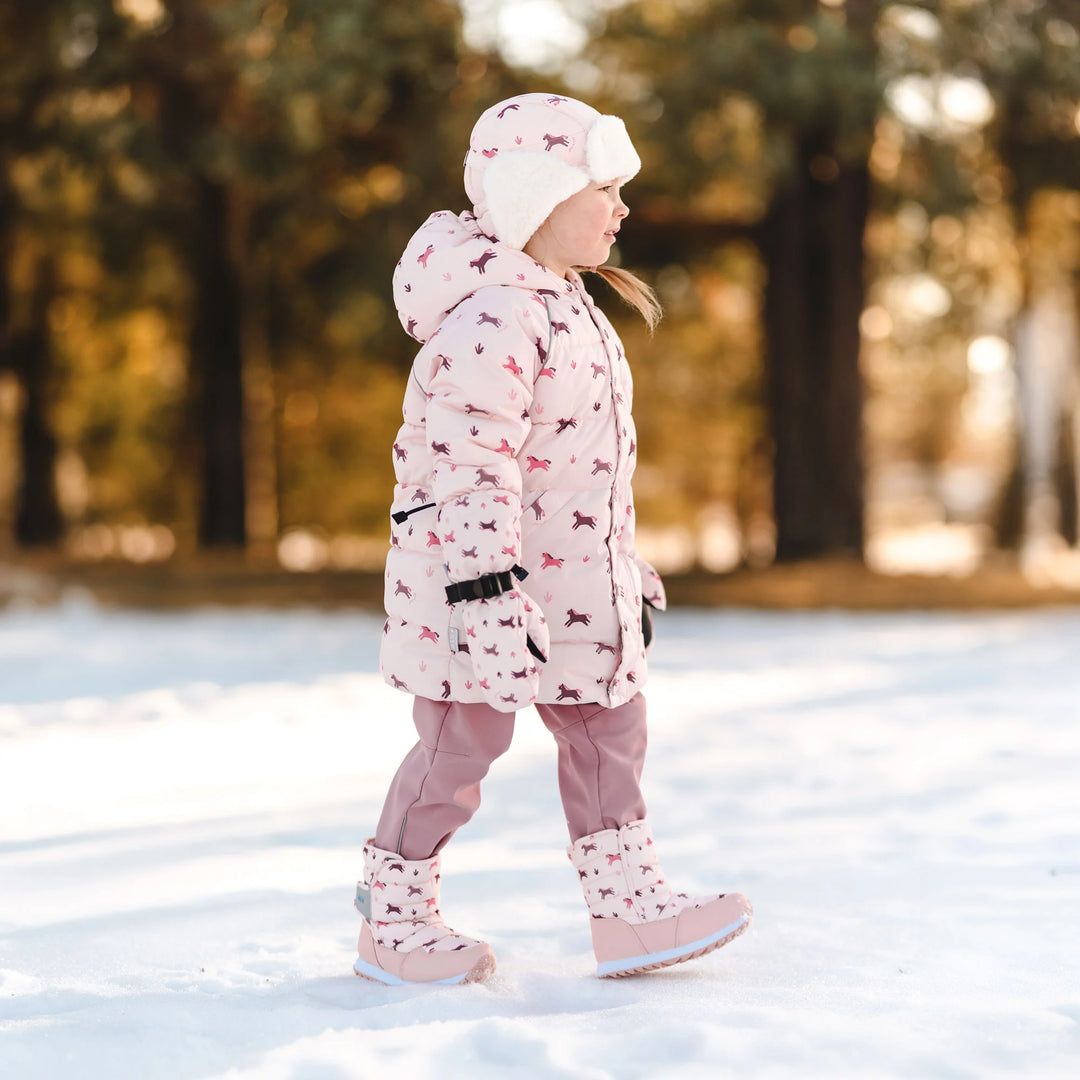 >Jan &amp; Jul Kids Toasty-Dry Tall Puffy Winter Boots - Pink Ponies