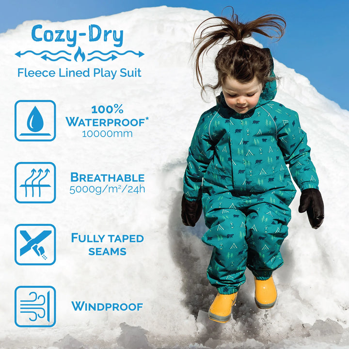 >Jan &amp; Jul Kids Fleece Lined Rain Suits - Dark Spruce