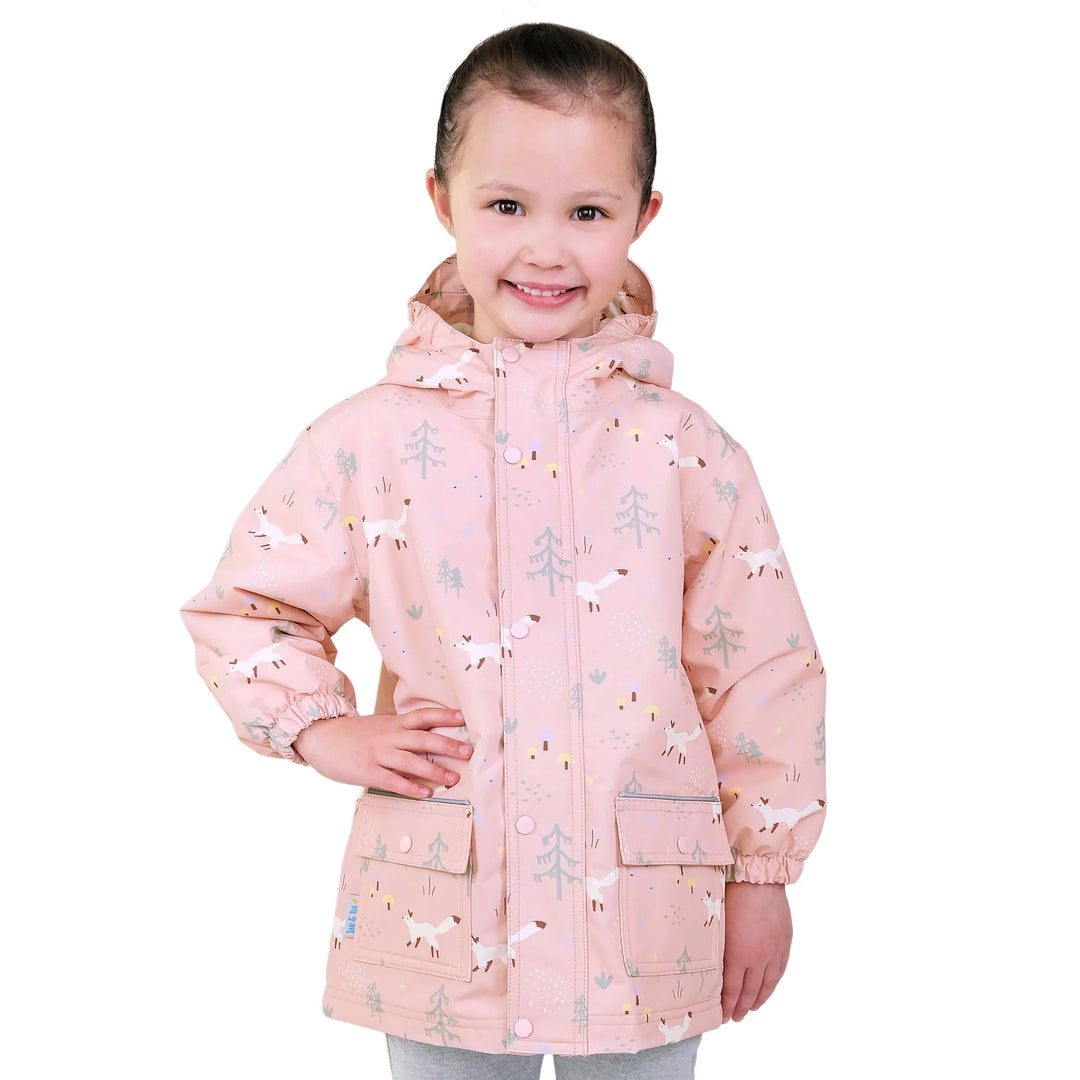 >Jan &amp; Jul Kids Cozy-Dry Waterproof Rain Jacket - Pink Forest