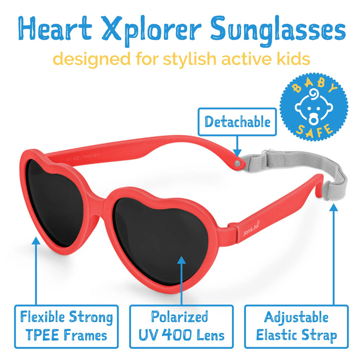 >Jan & Jul Kids Polarized Heart Sunglasses - Nautical Red