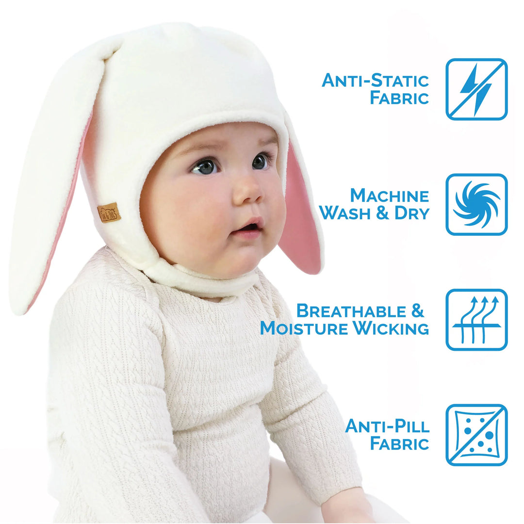 >Jan & Jul Kids Fleece Animal Hats - Cream Bunny