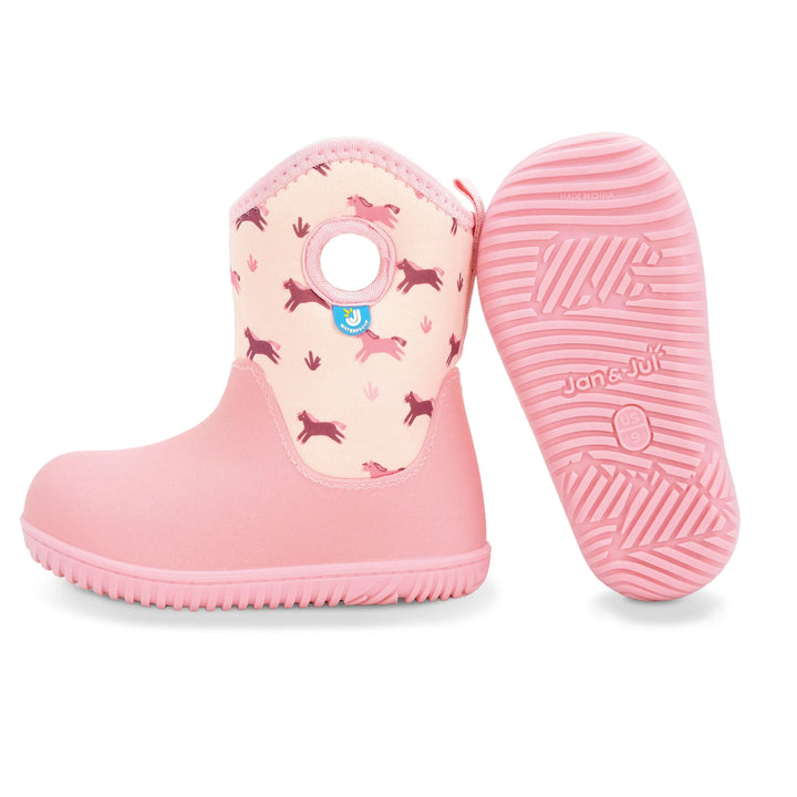 >Jan &amp; Jul Kids Lite Waterproof Boots - Pink Ponies