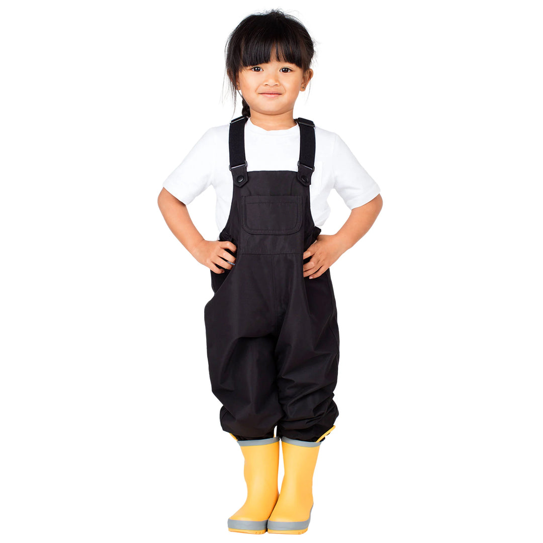 >Jan &amp; Jul Kids Fleece Lined Rain Overalls - Black