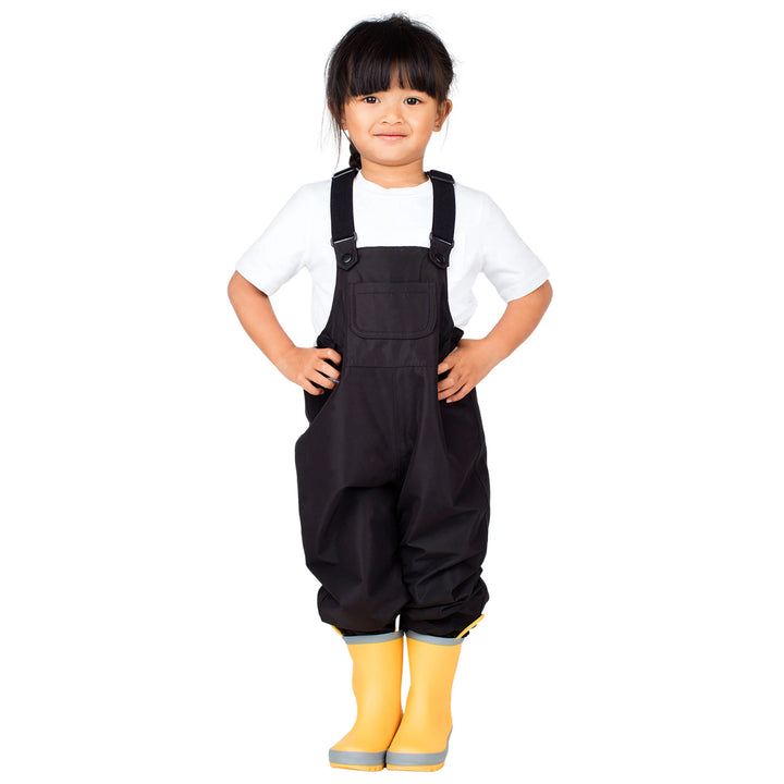 >Jan &amp; Jul Kids Fleece Lined Rain Overalls - Black