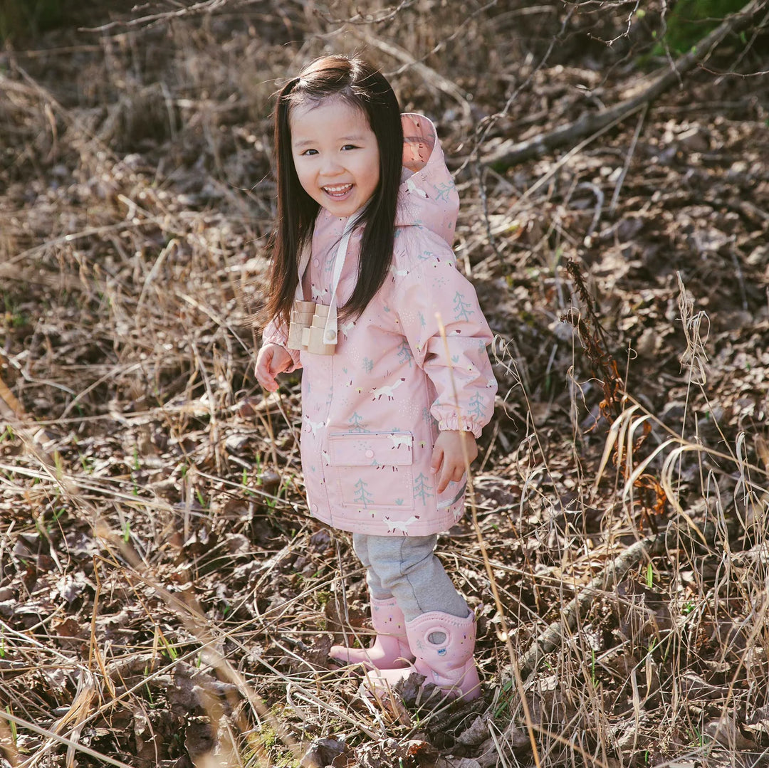 >Jan &amp; Jul Kids Cozy-Dry Waterproof Rain Jacket - Pink Forest