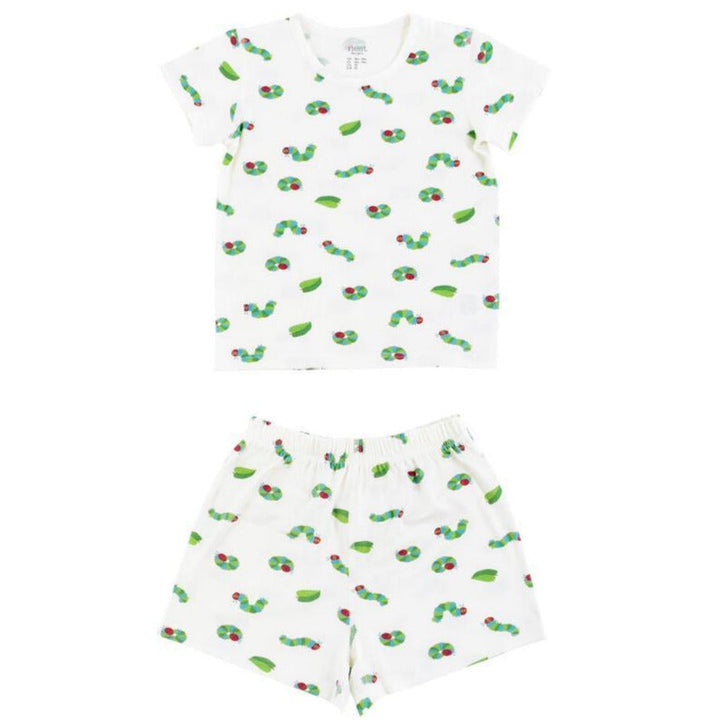 Nest Designs Kids Bamboo Jersey Two-Piece Short Sleeve PJ Set - Eric Carle Curly Caterpillar