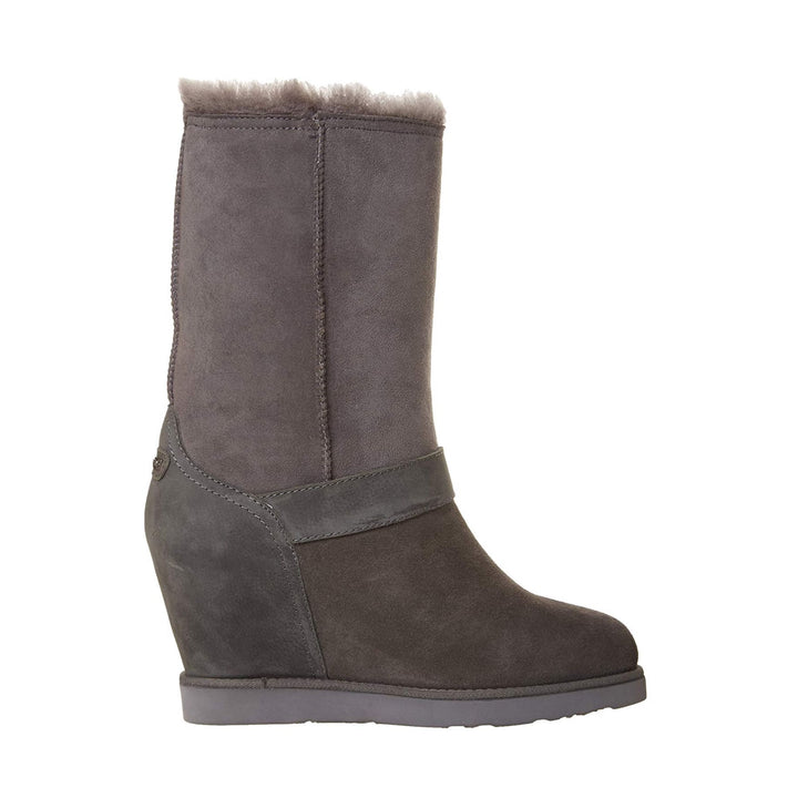 Australia Luxe Women's Machina Genuine Sheepskin Wedge Boots in Gray