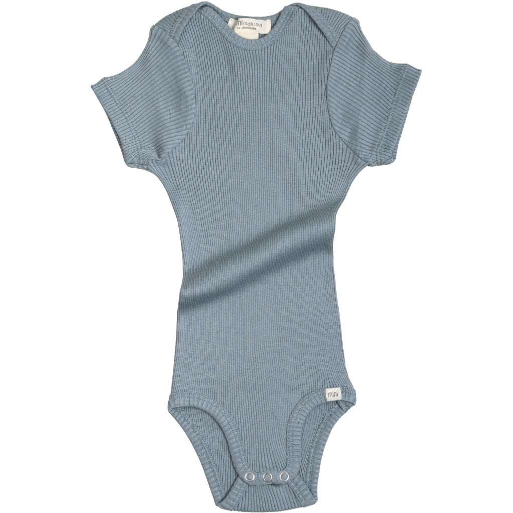 Minimalisma Baby Bingo Signature Silk-Seamless Short-Sleeve Bodysuit - Clear Blue