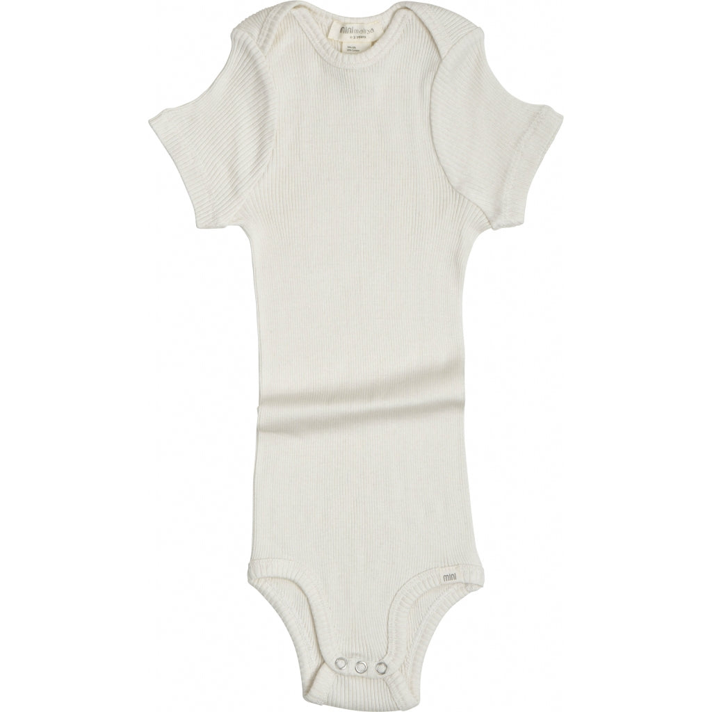Minimalisma Baby Bingo Signature Silk-Seamless Short-Sleeve Bodysuit - Cream
