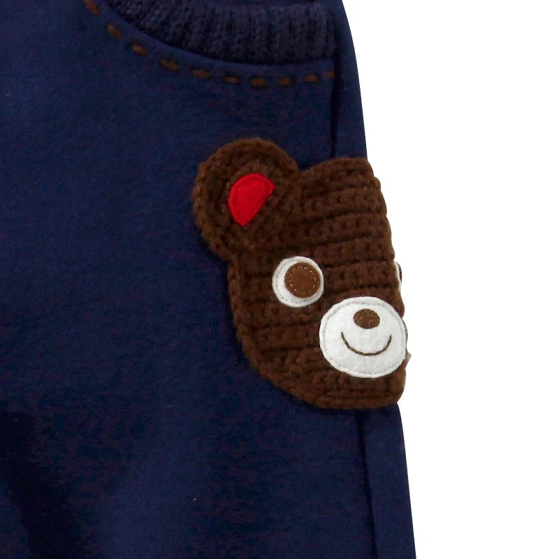 Miki House Bear Sweatpants in Navy
