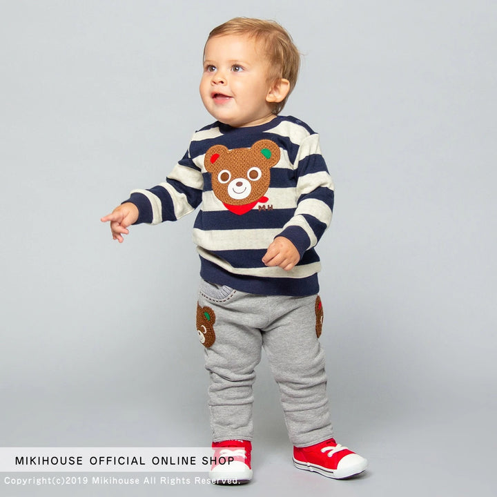 Miki House Kids Bear Sweatpants in Gray