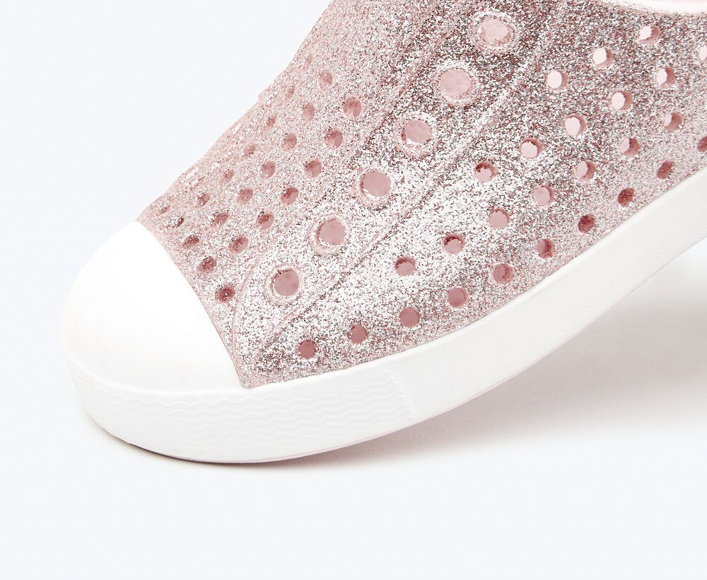 Native Kids Jefferson BLING Sandals Shoes - Milk Pink Bling / Shell White