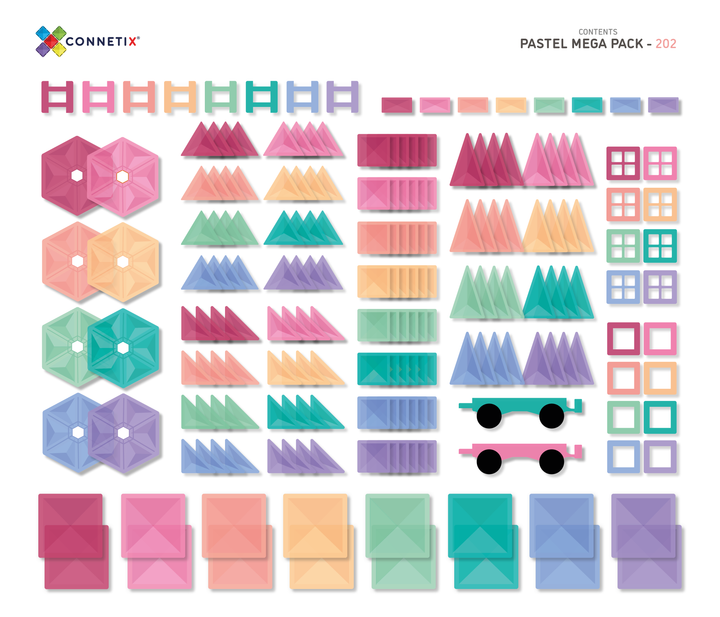 CONNETIX Pastel Tiles - 202 Pieces Pastel Mega Pack