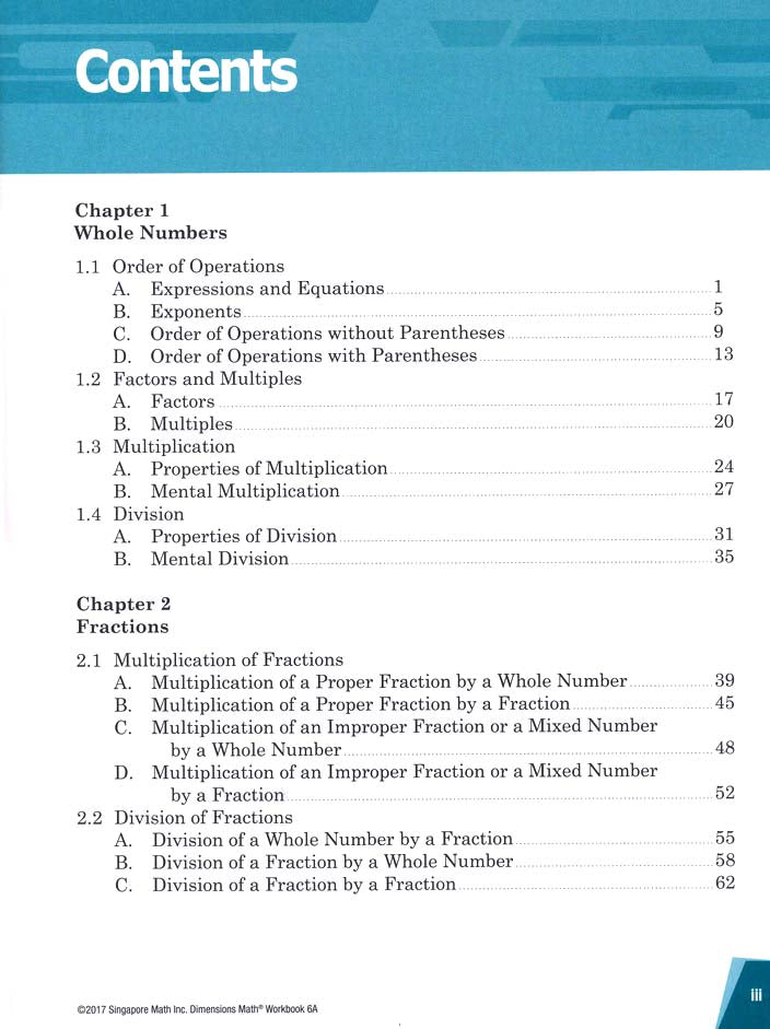 >Singapore Math - Dimensions Math Workbook 6A