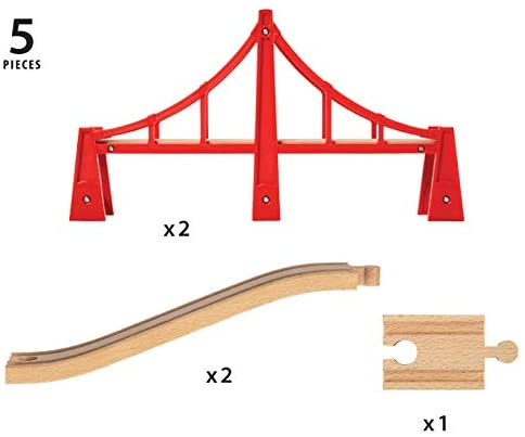 BRIO 33683 Double Suspension Bridge | 5 Piece Toy Train Accessory