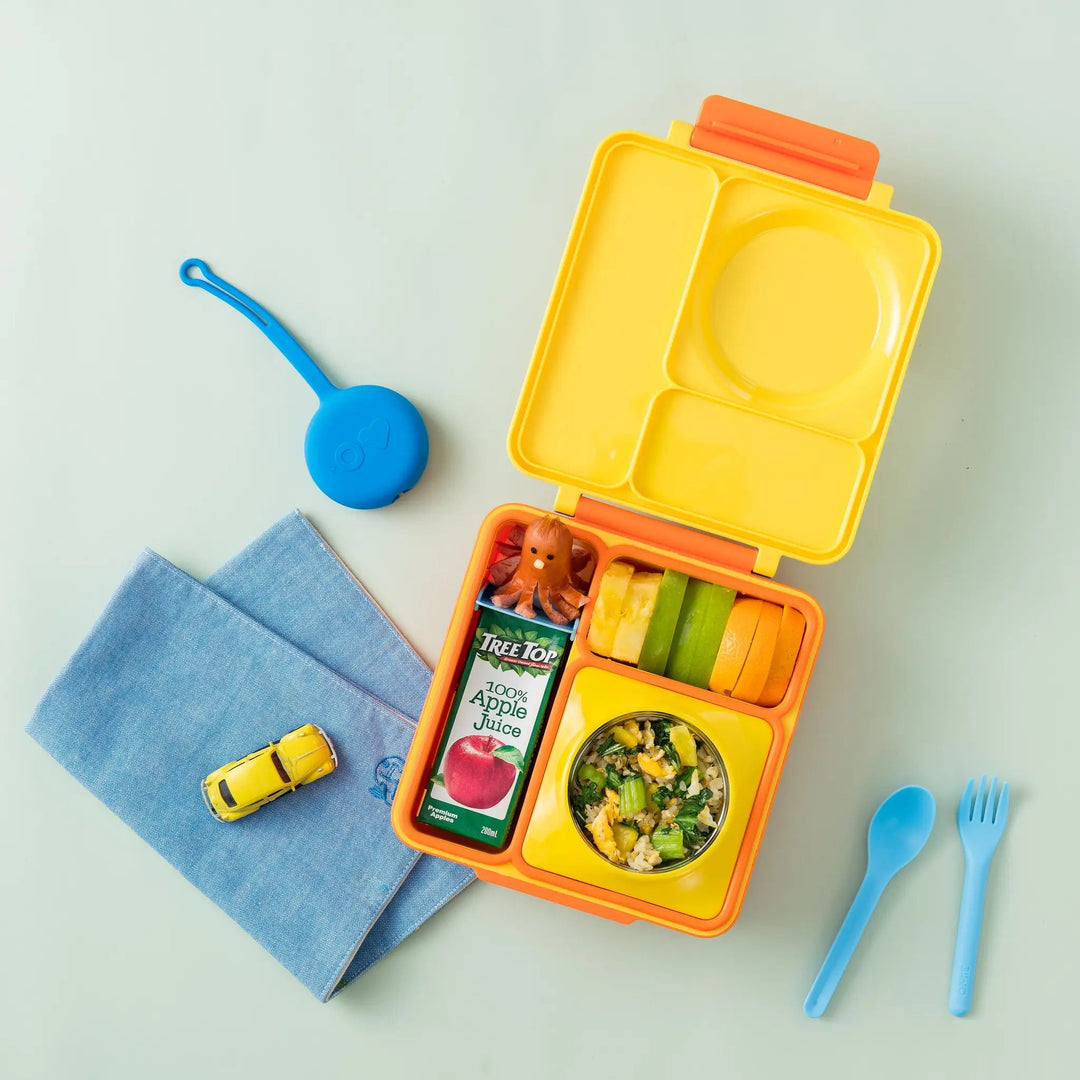 OmieBox Lunch Box with Fork, Spoon + Pod Set (Sunshine)