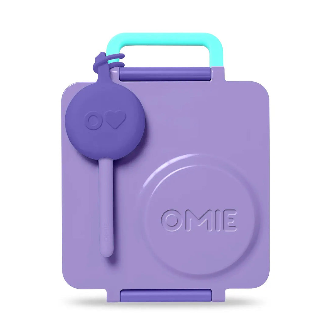 >OmieBox Lunch Box with Fork, Spoon + Pod Set (Purple Plum)