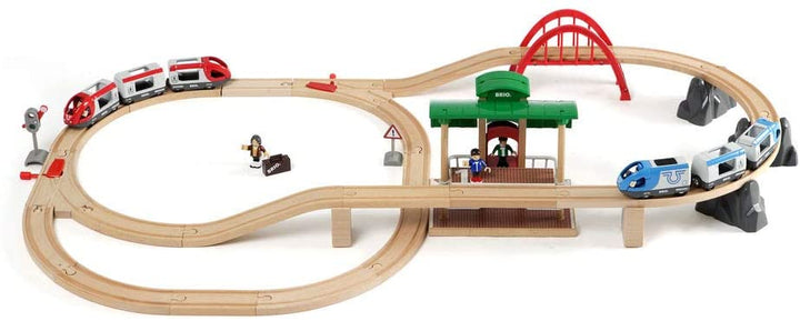 BRIO 33512 Travel Switching Set | 42 Piece Train Toy with Accessories and Wooden Tracks for Kids Ages 3 and Up