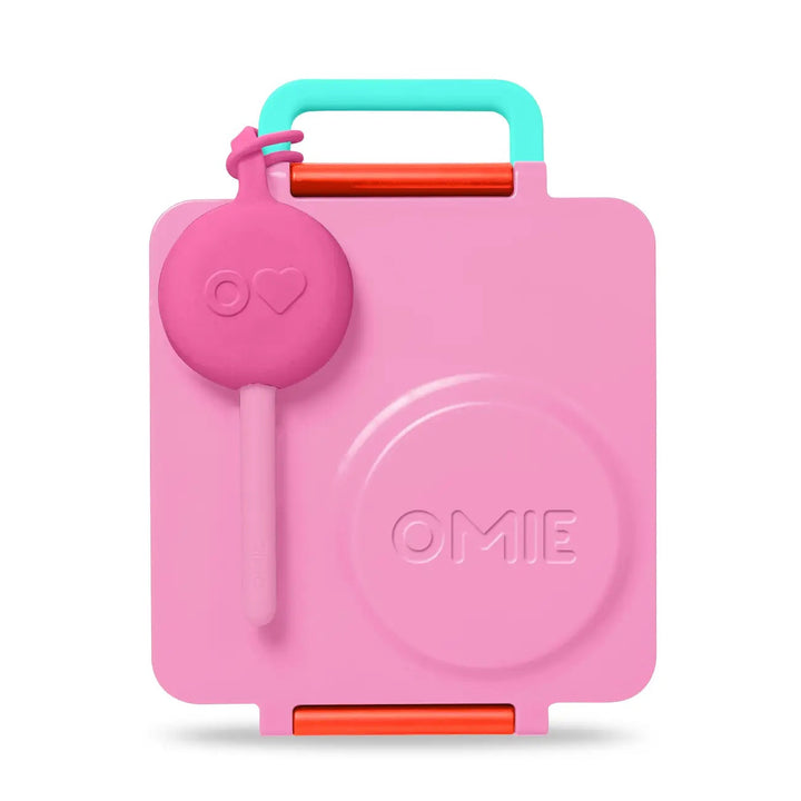 OmieBox Lunch Box with Fork, Spoon + Pod Set (Pink Berry)