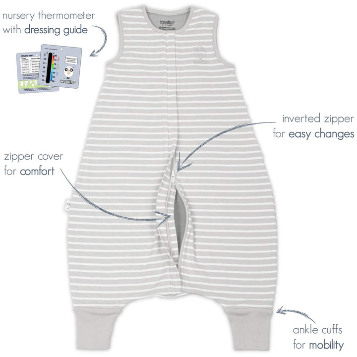 >Woolino Merino Wool 4 Season Baby Sleep Bag with FEET opening - Birch Gray