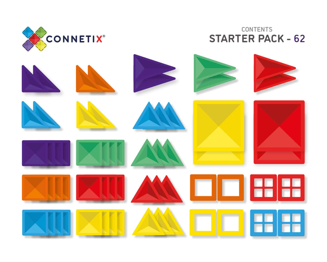 >CONNETIX Rainbow Tiles - 62 Pieces Set Starter Pack