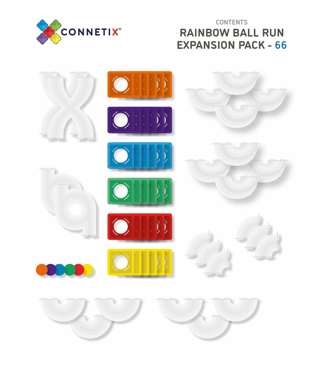 >CONNETIX Rainbow Tiles - 66 Pieces Ball Run Expansion Pack