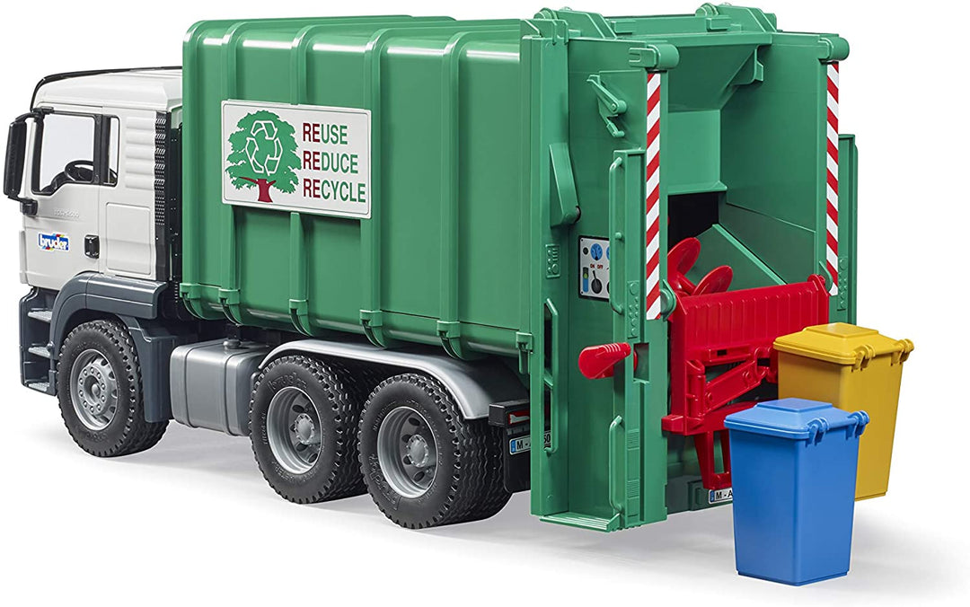 >Bruder 03763 Man TGS Rear Loading Garbage Truck - Green 20 x 7.3 x 8.5 inch