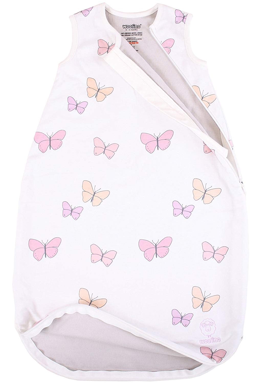 Woolino 4 Season BASIC Merino Wool Baby Sleep Bag in Butterfly