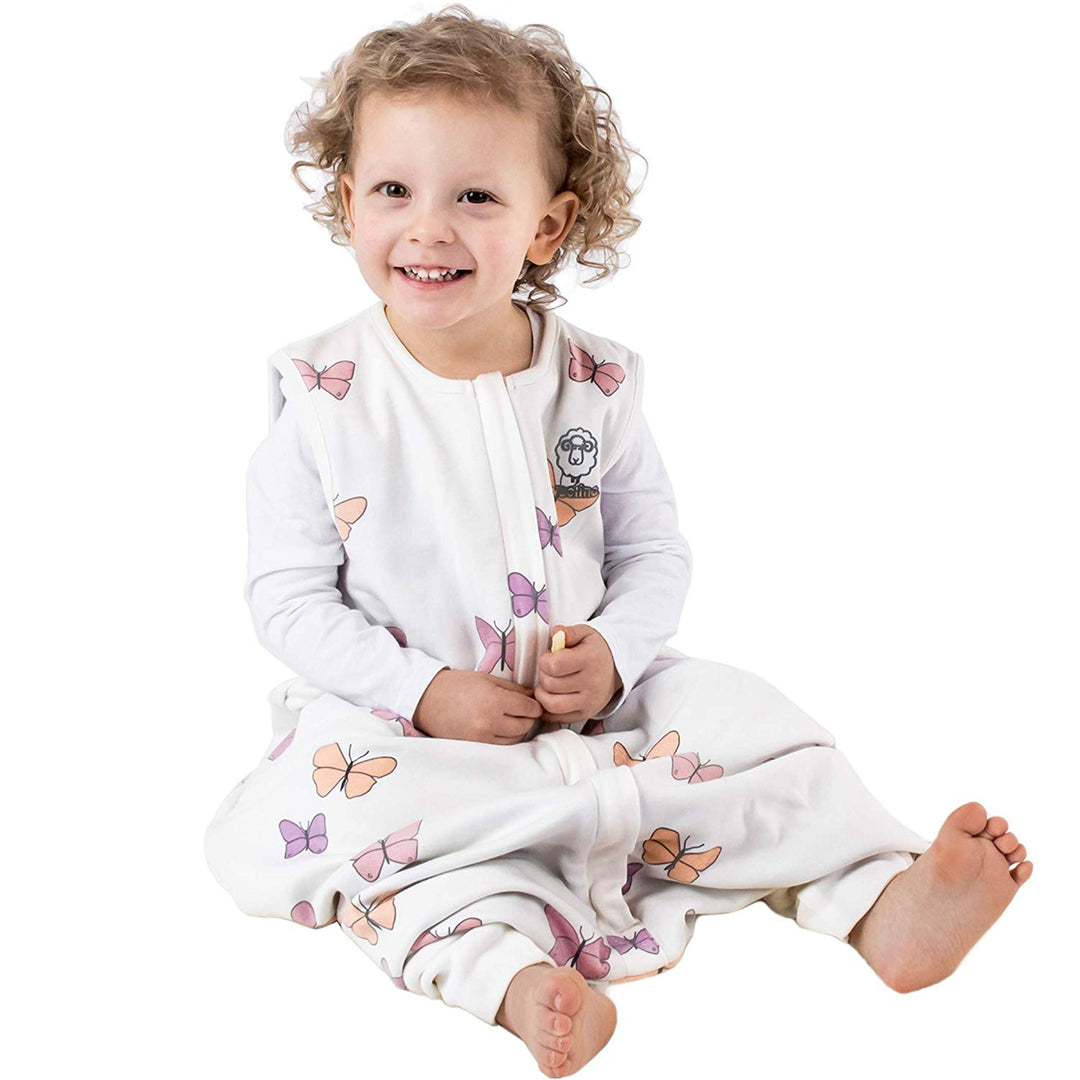 >Woolino Merino Wool 4 Season Baby Sleep Bag with FEET opening - Butterfly