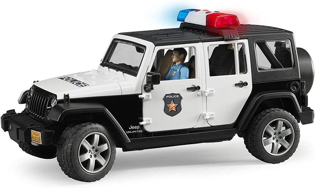 >Bruder 02526 Jeep Rubicon Police car with Light skin Policeman 13 x 5.7 x 6.4 inch