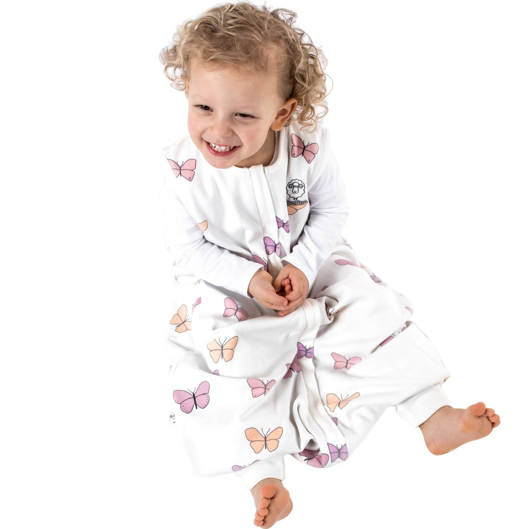 >Woolino Merino Wool 4 Season Baby Sleep Bag with FEET opening - Butterfly