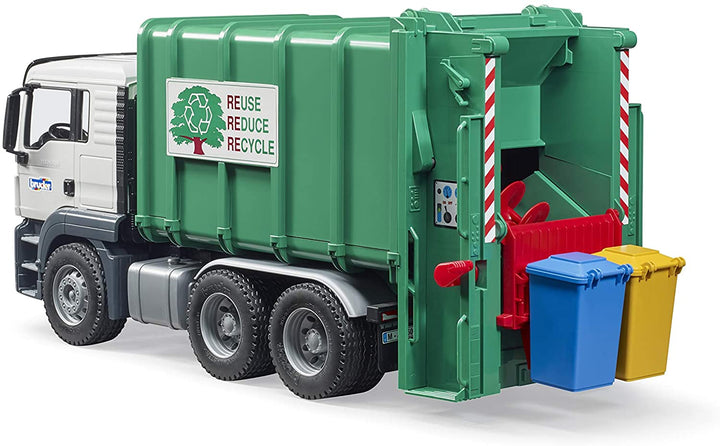 >Bruder 03763 Man TGS Rear Loading Garbage Truck - Green 20 x 7.3 x 8.5 inch