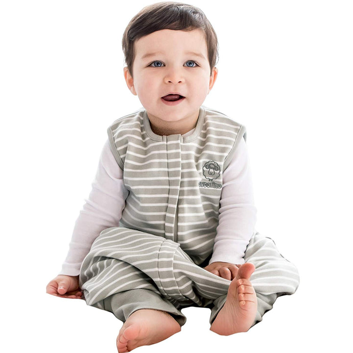 >Woolino Merino Wool 4 Season Baby Sleep Bag with FEET opening - Birch Gray
