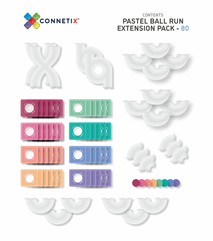 >CONNETIX Pastel Tiles - 80 Pieces Ball Run Expansion Pack