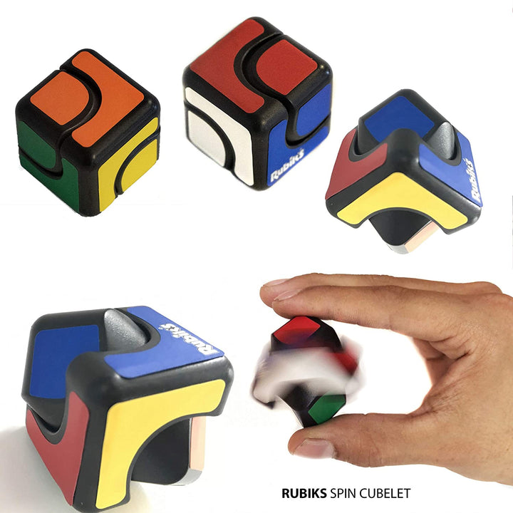 Rubik's Spin Cubelet 2" Fidget EDC Toy For Home/Travel, High Speed Bearing, Fast Fidgeting Spinner To Improve Focus, Relieve Stress & Anxiety - Pocket-Size for Adult & Kids 14+