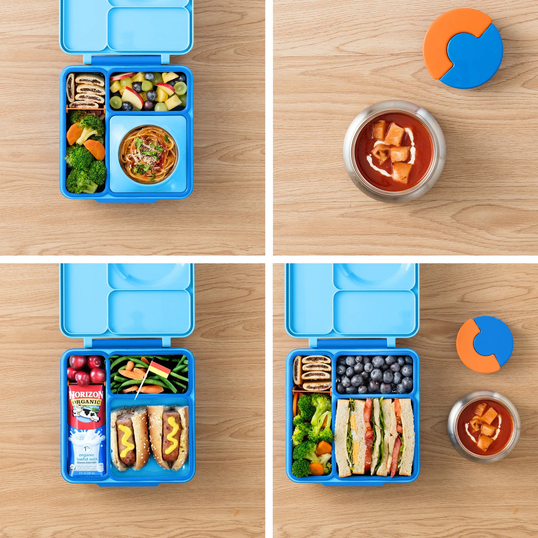 >OmieBox Lunch Box with Fork, Spoon + Pod Set (Blue Sky)