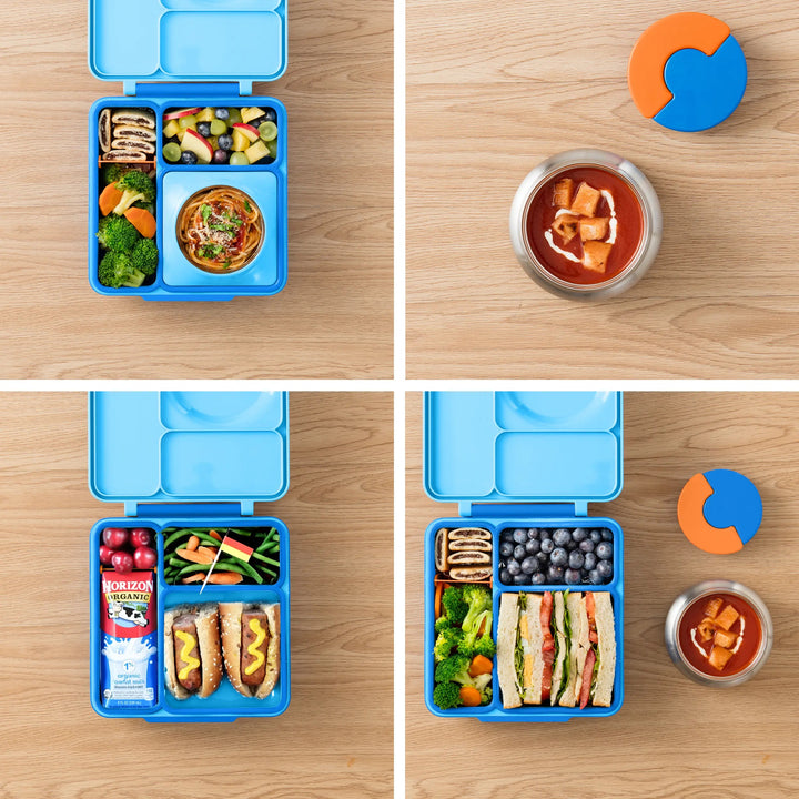>OmieBox Lunch Box with Fork, Spoon + Pod Set (Blue Sky)