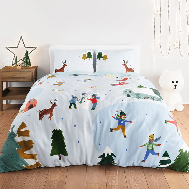 Rookie Humans Kids Bedding Set Holiday Themed: Snowy Days