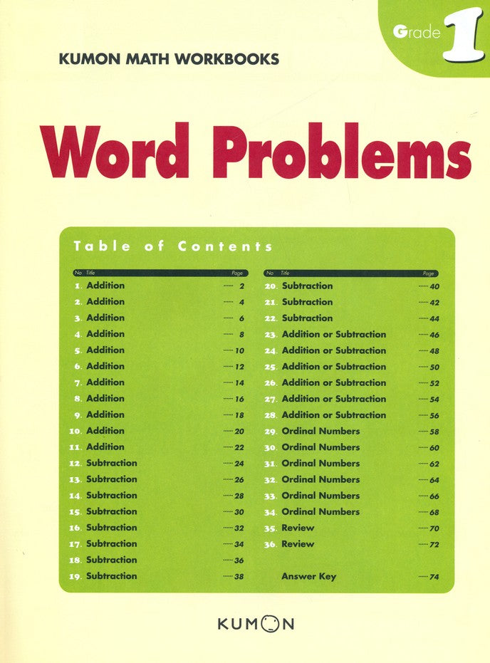 >KUMON Grade 1 Word Problems - Age 6-8