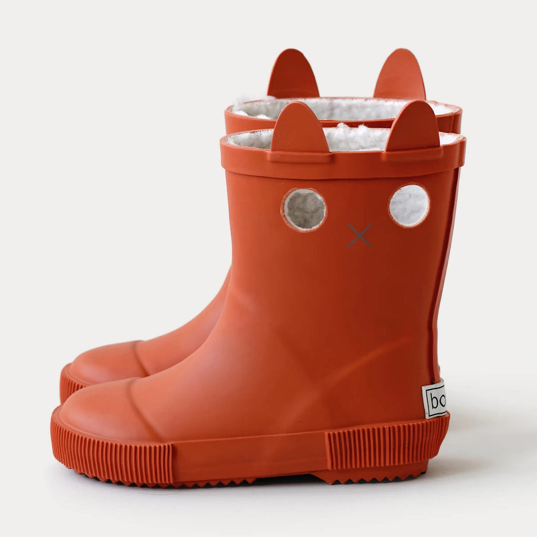 BOXBO Kids LookiCat Brick Winter Rainboots with Fur