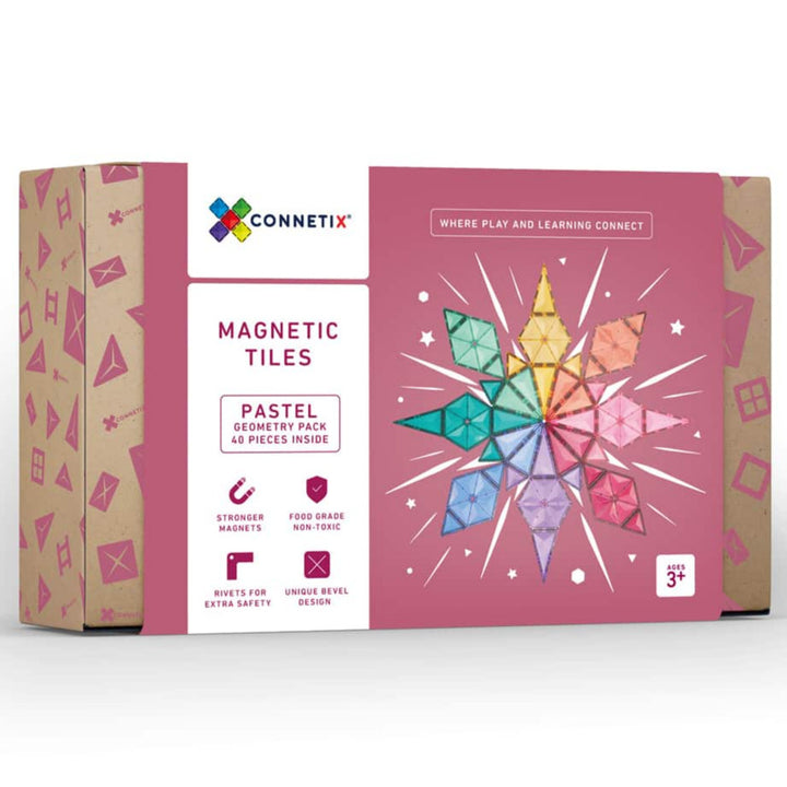 >CONNETIX Pastel Tiles - 40 Pieces Geometry Pack