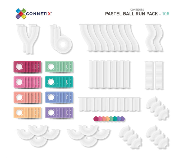 CONNETIX Pastel Tiles - 106 Pieces Ball Run