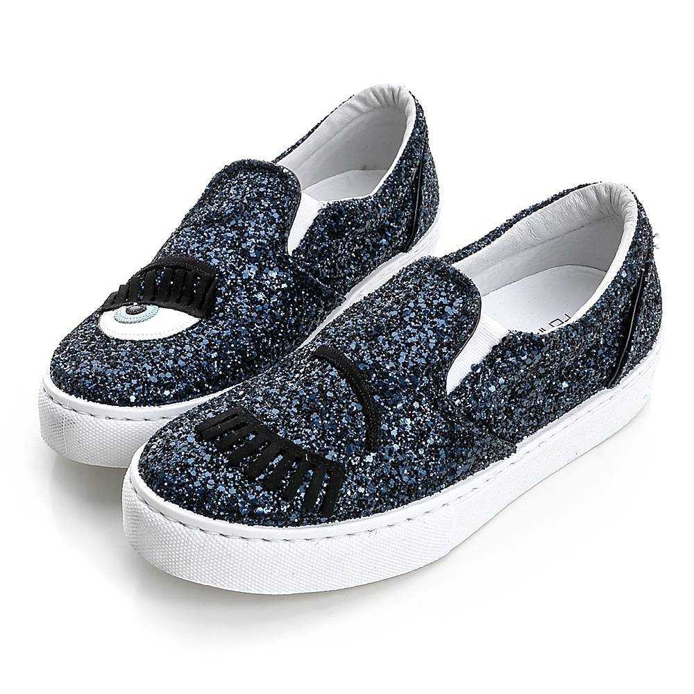 Chiara Ferragni Women's Navy Glitter Winkeye Sneaker