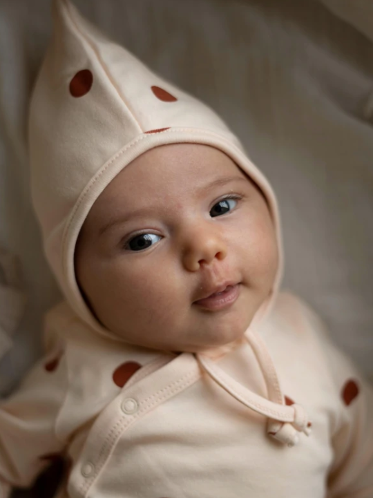 Organic Zoo Baby Pixie Bonnet in Cotton Field